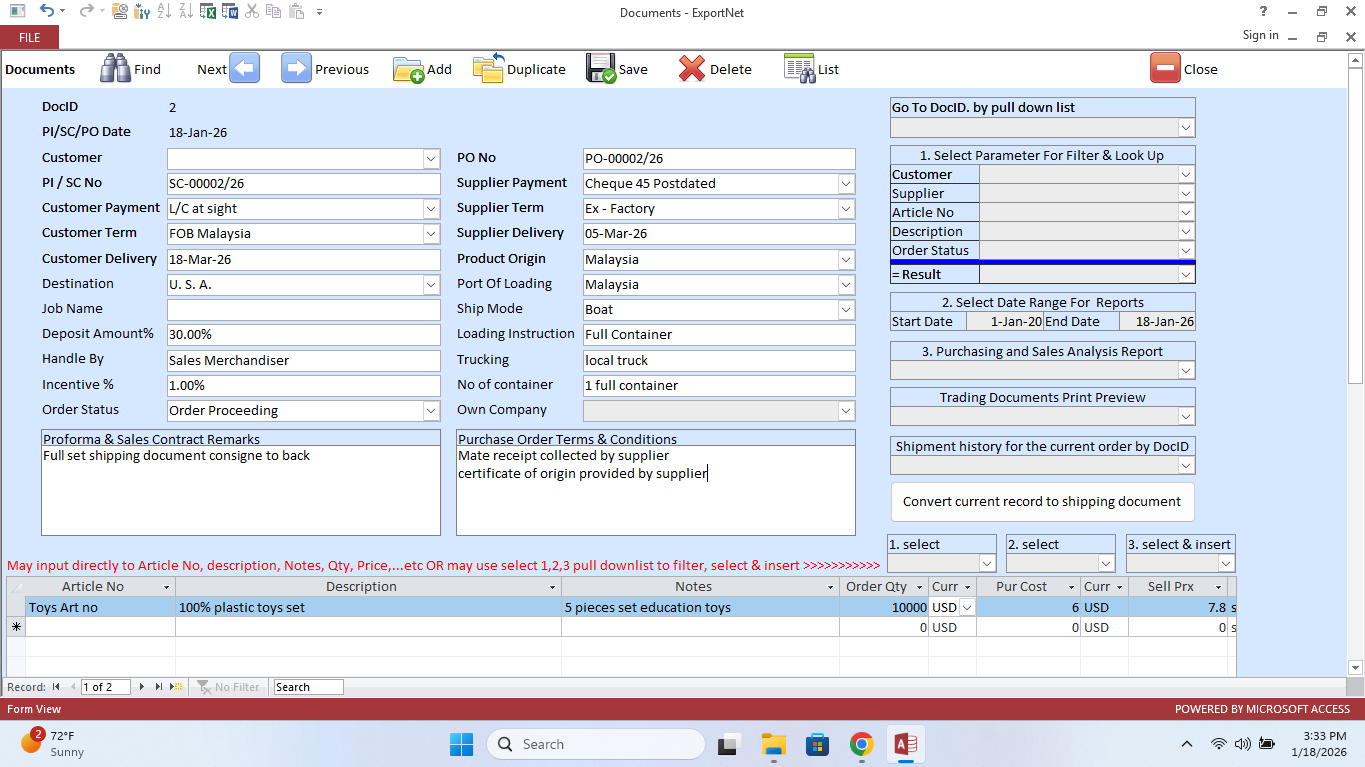 ExportNet Shipping Documents