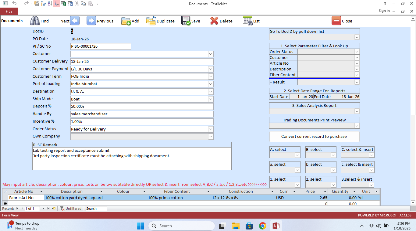 TextileNet Dashboard