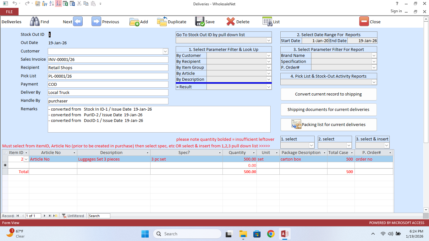 WholesaleNet Deliveries