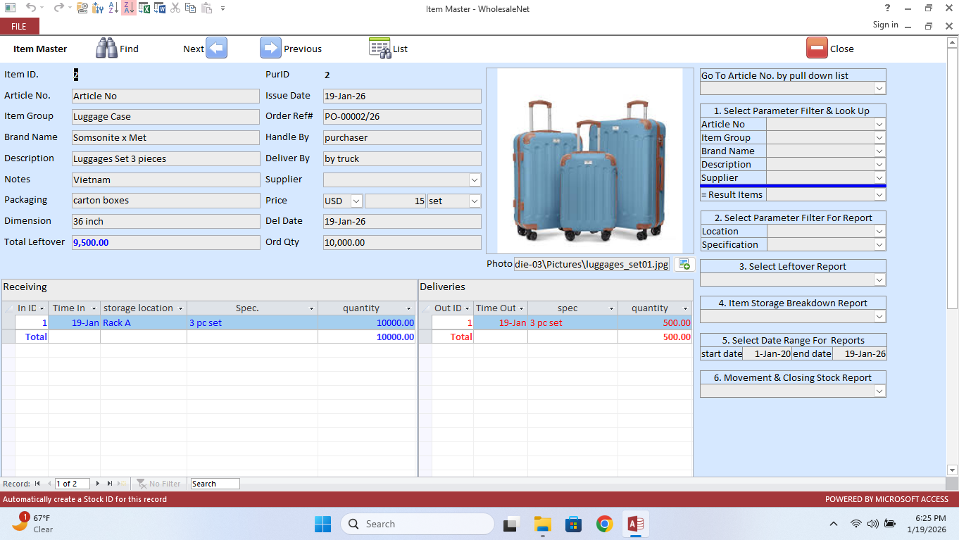 WholesaleNet Item Master